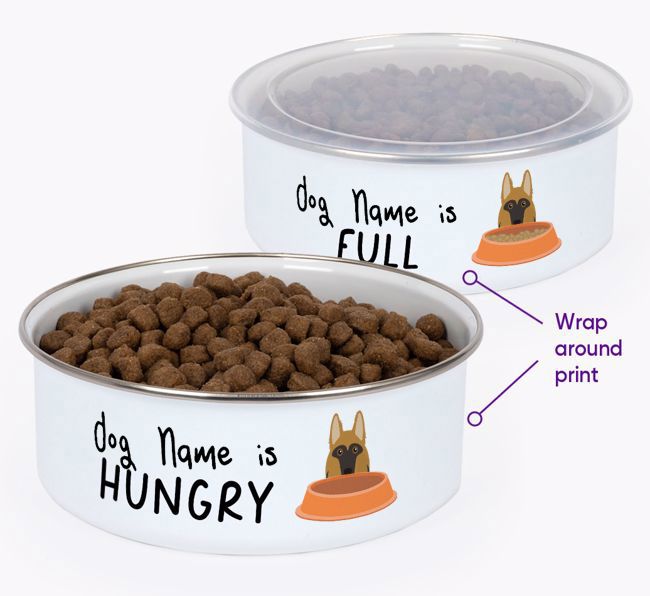 Hungry: Personalized {breedFullName} Enamel Dog Bowl